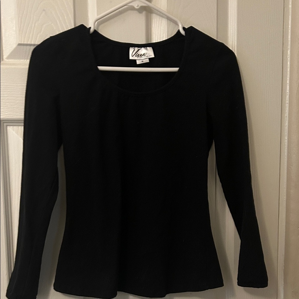 Vixen by Micheline Pitt Troublemaker Black Long Sleeve Blouse